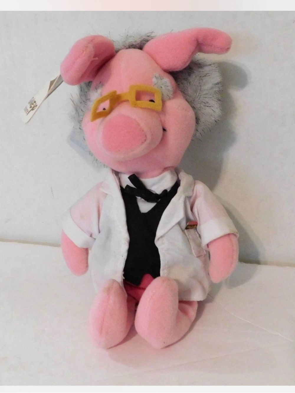 Piglet Winnie the Pooh Pig Disney bean bag plush toy vintage teacher scientist